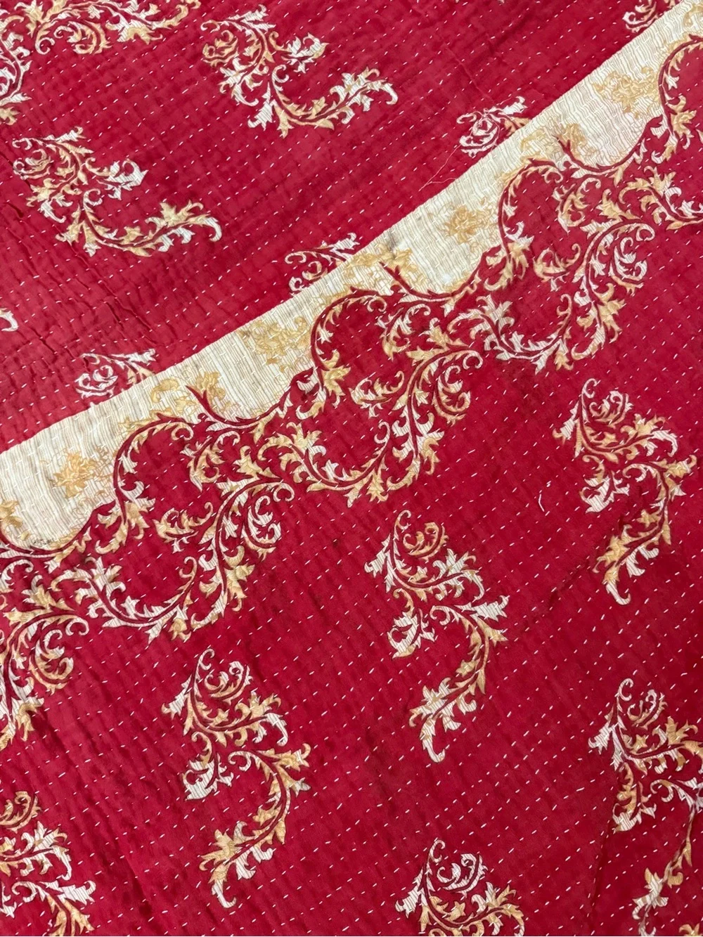 Handmade Twin 79”x51” Kantha Quilt